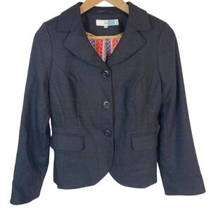 Boden Blazer Womens Size 2 XS Wool Jacket Gray Cropped Dark Gray Office Career